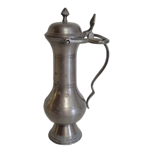 Continental Pewter Flagon With Hinged Lid, C. 1900