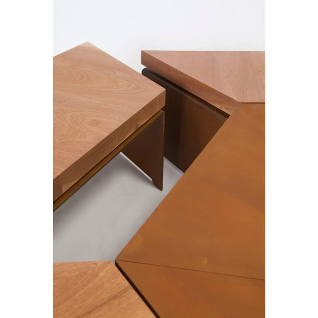 Brutalist Brasero N°2 Fire Bowl with Benches by Yoan Claveau de Lima for Les Choses Edition, Set of 7 For Sale - Image 7 of 8