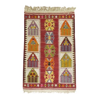Vintage Turkish Kilim - 5'6" x 10'5" For Sale