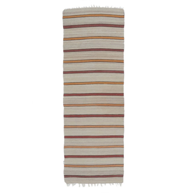 Camel 1970s Vintage Turkish Runner Handwoven Wool Flatweave Kilim Rug For Sale - Image 8 of 8