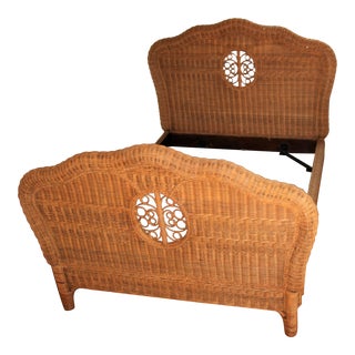 1980s Ralph Lauren Full Size Wicker Bedframe For Sale