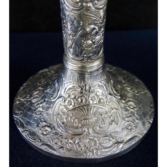 Early 20th Century Silver-plate Candlesticks with Continental Design - A Pair For Sale - Image 10 of 12