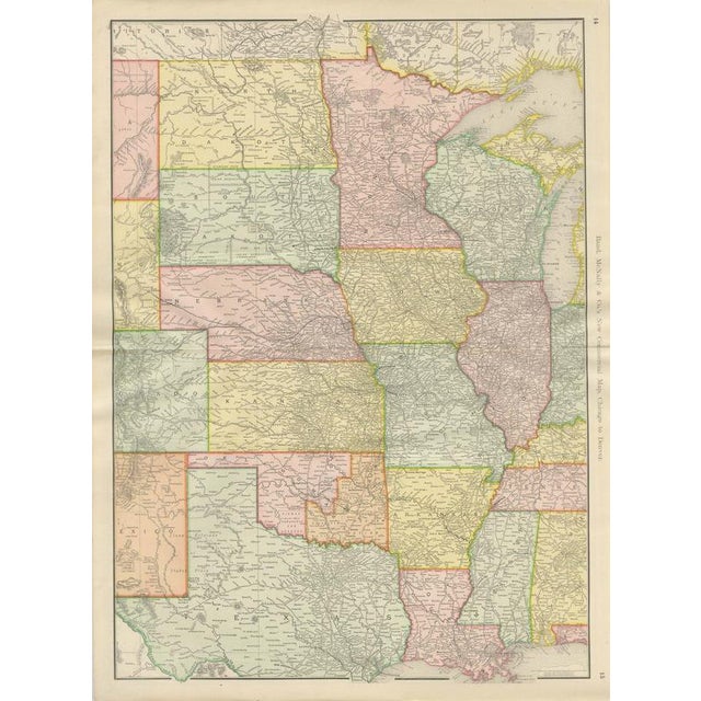 Antique Map of the Central United States with Chicago to Denver by Ran McNally, 1899 For Sale - Image 12 of 12