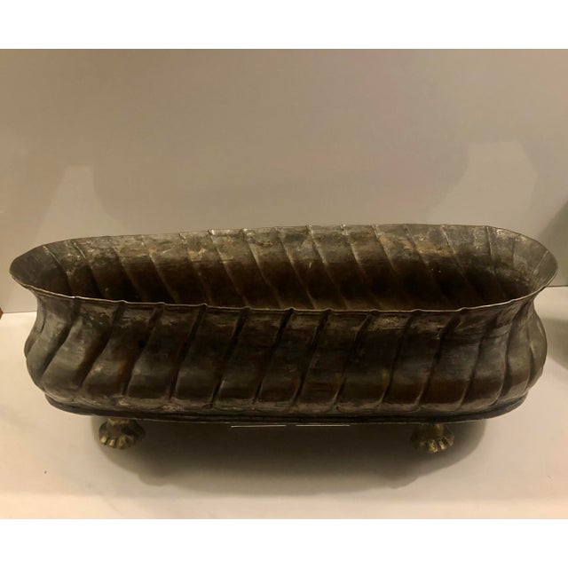 1960s Oblong Copper Planter With Brass Claw Feet For Sale - Image 10 of 11