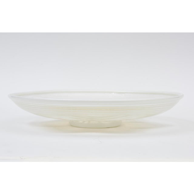 1980s Vintage Murano Round Flower Glass Bowl, White With Gold Aventurine, 1980's, Italy For Sale - Image 5 of 9