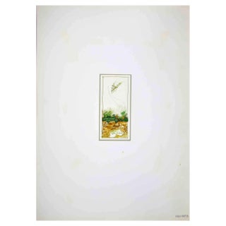 Leo Guida, Landscape, Original Ink & Watercolor, 1972 For Sale