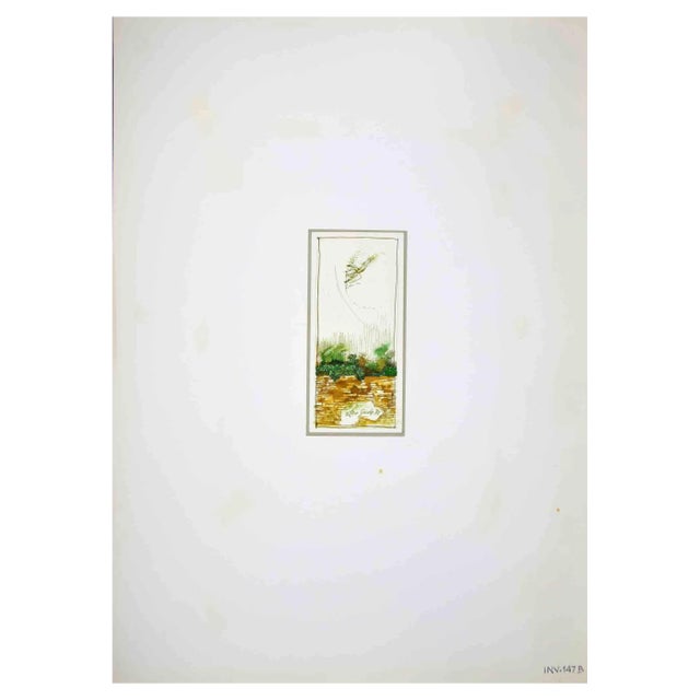 Leo Guida, Landscape, Original Ink & Watercolor, 1972 For Sale