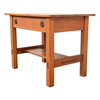 Lifetime Furniture Antique Mission Oak Arts & Crafts Desk or Library Table, Circa 1910 For Sale