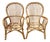 A Pair of Rattan Fan Back Lounge Chairs in the Franco Albini's Style. Circa 1980s For Sale