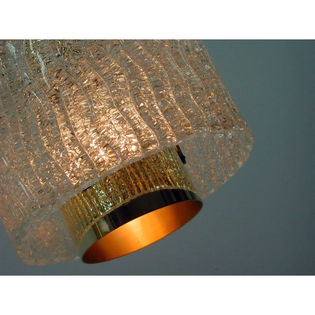 Mid-Century Ice Glass & Brass Pendant by JT Kalmar For Sale - Image 6 of 11