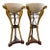 1970s Pair if Italian Gold Guild and Leather Lion Head Floor Planters For Sale