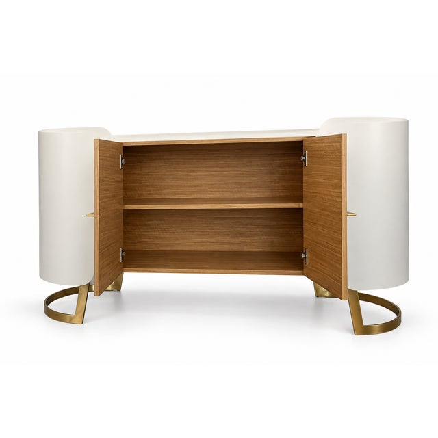 Curved Oak Sideboard by Jean-Rémy Couradette For Sale - Image 4 of 7