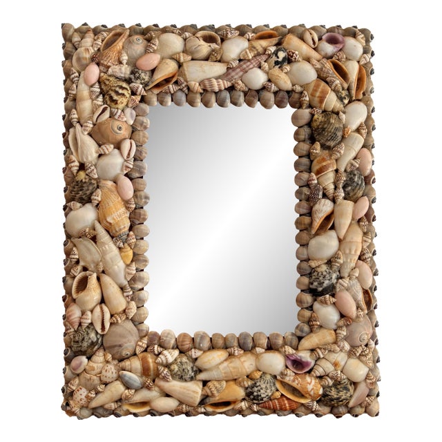 1970s Small Coastal Seashell Mirror For Sale