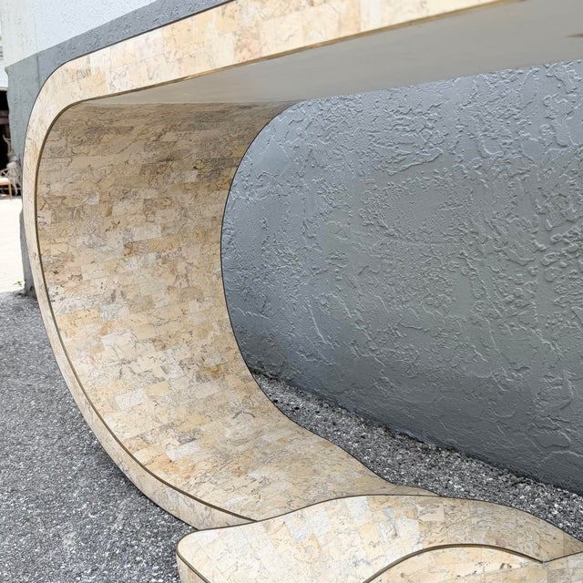 Postmodern Tessellated Stone Maitland Smith Waterfall Ribbon Console Table For Sale - Image 10 of 10