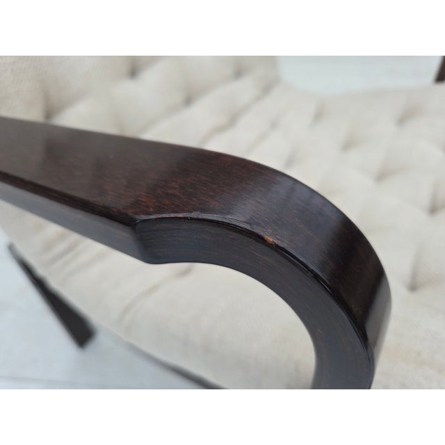 Wood Vintage Scandinavian Chair in Furniture Wool and Dark Beech Wood, 1970s For Sale - Image 7 of 18