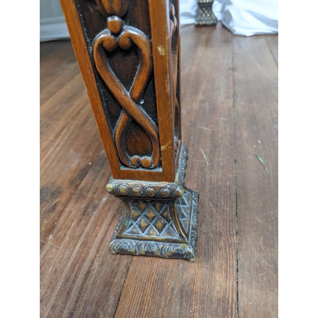 Late 20th Century Theodore Alexander Regency Style Mahogany & Leather Writing Desk With Carved Ribbon Motif Legs For Sale - Image 16 of 18