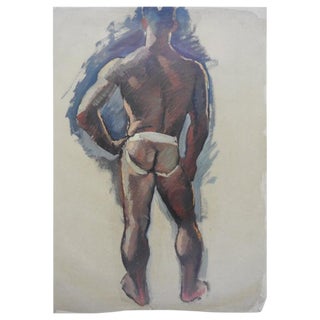 Robert Whitmore Oil Painting on Canvas of Partially Nude Male For Sale