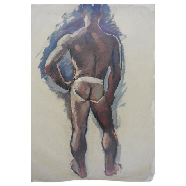 Robert Whitmore Oil Painting on Canvas of Partially Nude Male For Sale