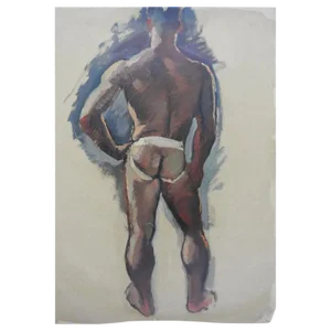 Robert Whitmore Oil Painting on Canvas of Partially Nude Male
