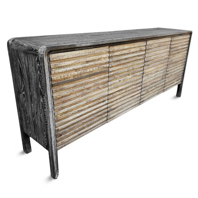 Contemporary Gentry Two-Tone Elm Waterfall Sideboard For Sale - Image 3 of 8