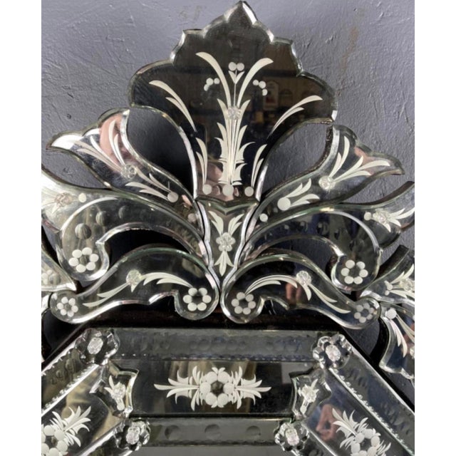 1960s 1960s Large Venetian Style Etched Glass Italian Mirror For Sale - Image 5 of 6