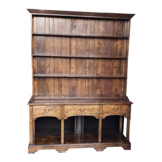 1900s Antique Two Piece Wood Farmhouse Sideboard With Hutch For Sale