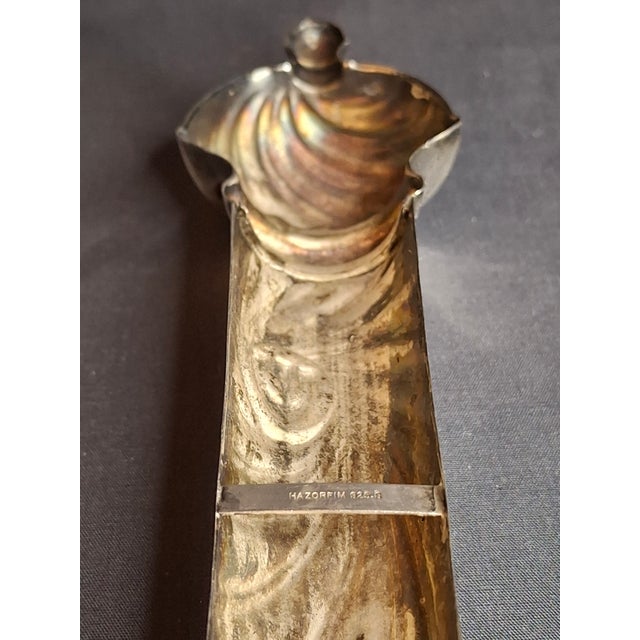 Silver Vintage Hazorfim Israel 925 Sterling Silver Mezuzah Case, Spiral Swirl Repousse For Sale - Image 8 of 18