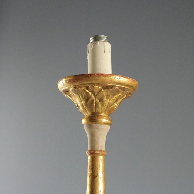 Antique Candelabra in Carved Gilded Wood, Italy, 19th Century For Sale - Image 3 of 7