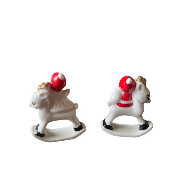 Vintage Mr. & Mrs. Claus Christmas Horse Rockers. Beautiful and whimsical. Lucile Sable Imports, Chicago IL.