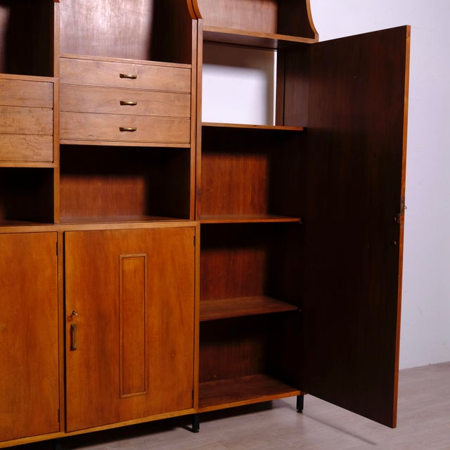 Vintage Wall Bookcase Equipped in Wood, 1960s For Sale - Image 3 of 18