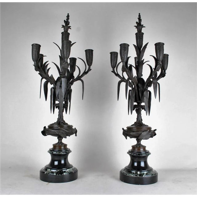 19th Century Bronze and Marble Clock and Candleholders by James Pradier, Set of 3 For Sale - Image 13 of 15