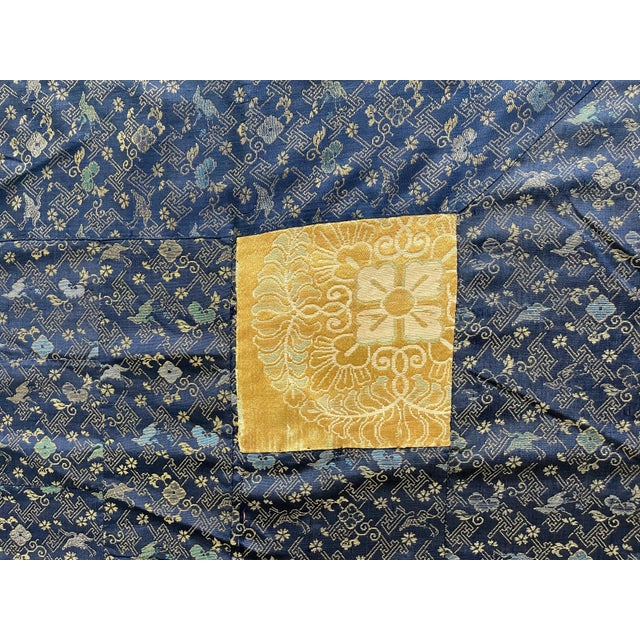Blue Japanese Monastery Robe Patchwork Kesa with inscription Edo Period For Sale - Image 8 of 14