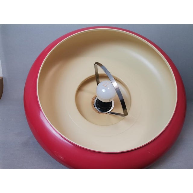 Plastic Large Mid-Century Italian Modern Red Acrylic Pull Down Hanging Lamp, 1960s For Sale - Image 7 of 11