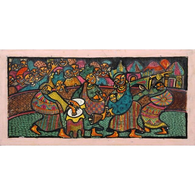 Mother's Day, Dayo Niran Ink and Paint on Plywood, Signed L.r. For Sale - Image 4 of 4