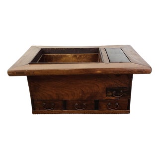 Antique Asian Wood Hibachi / Side Table or Planter For Sale