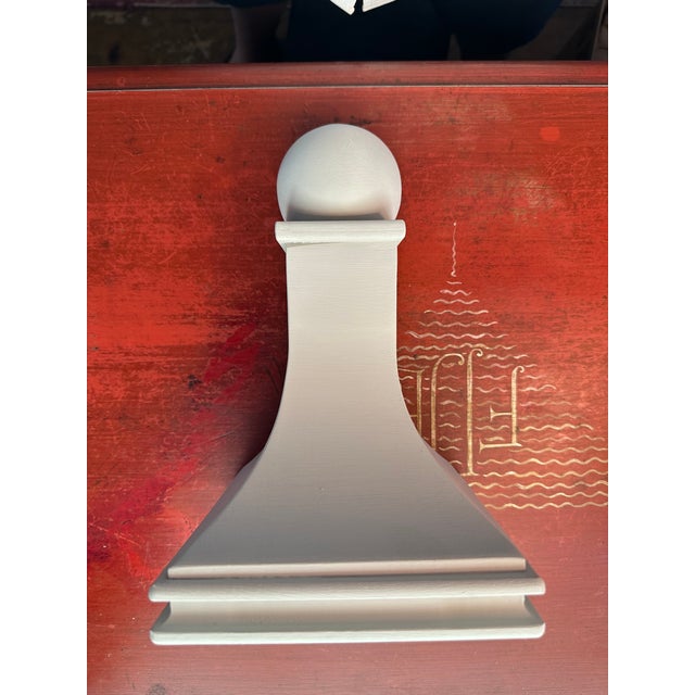 2020s Handmade of Solid Wood a Classical Style Wooden Corbel Wall Bracket or Shelf In Pale Gray For Sale - Image 5 of 12