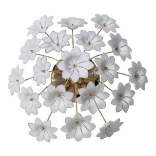 1980s Audrey Hepburn, Delicious Murano Glass Ceiling Light White Wall Light Flowers For Sale
