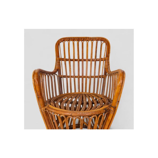Wood Vintage Rattan Armchair with Goblet Structure and Arch Weave For Sale - Image 7 of 9
