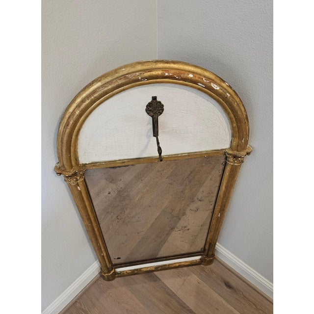 18th/19th Century Italian Carved Giltwood Arched Large Wall Mirror With Floating Winged Cherub Figure For Sale - Image 11 of 12