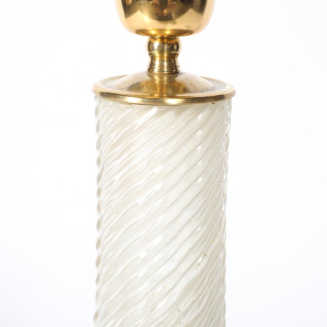 Pair of Mid-Century Modern Hand-Blown Murano Fluted Off White Glass Table Lamps For Sale - Image 16 of 16