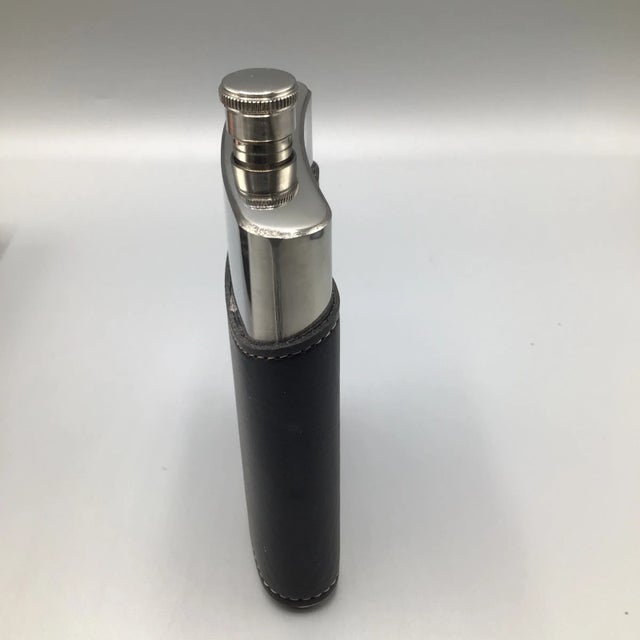 Mid-Century Modern Vintage Mad Man Elite Stainless Steel Flask Set With 4 Shot Glasses, 1 Flask and 1 Funnel in Original Gift Box - 7 Piece For Sale - Image 3 of 13