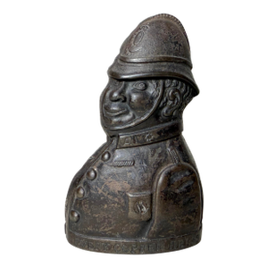 Rare Antique 2 Face Every Copper Helps Sydenham & McOustra Cast Iron Still Bank