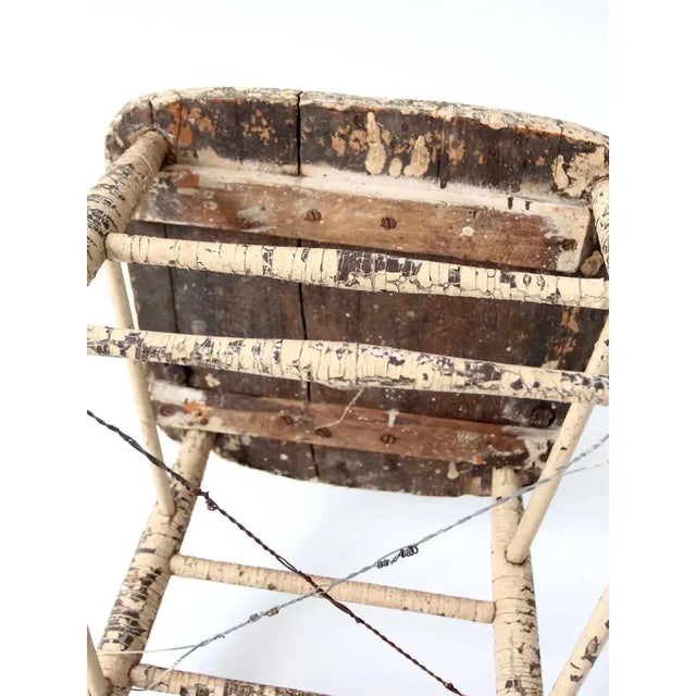 Cream Antique Spindle Back Farmhouse Chair For Sale - Image 8 of 11