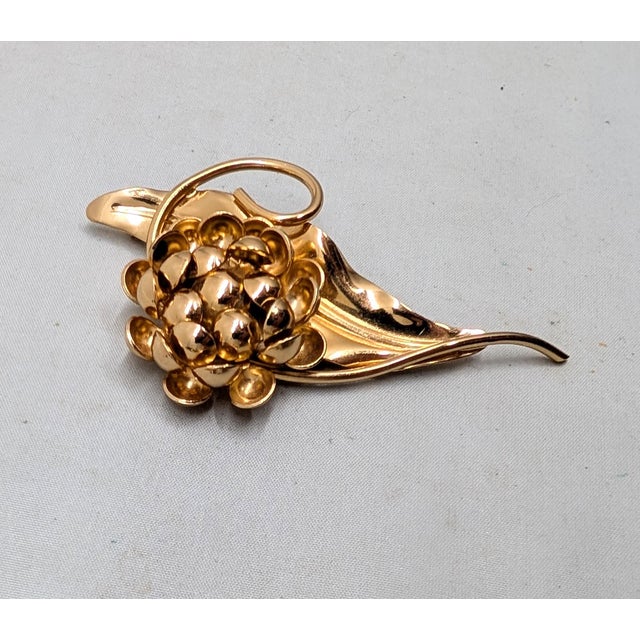 1960s Vintage 1968 Signed Napier Goldtone 3d Thistle Brooch For Sale - Image 5 of 8
