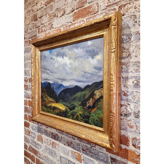 Blue Emil Kosa Jr. - California 1920s Mountain Landscape -Impressionist Oil Painting For Sale - Image 8 of 9