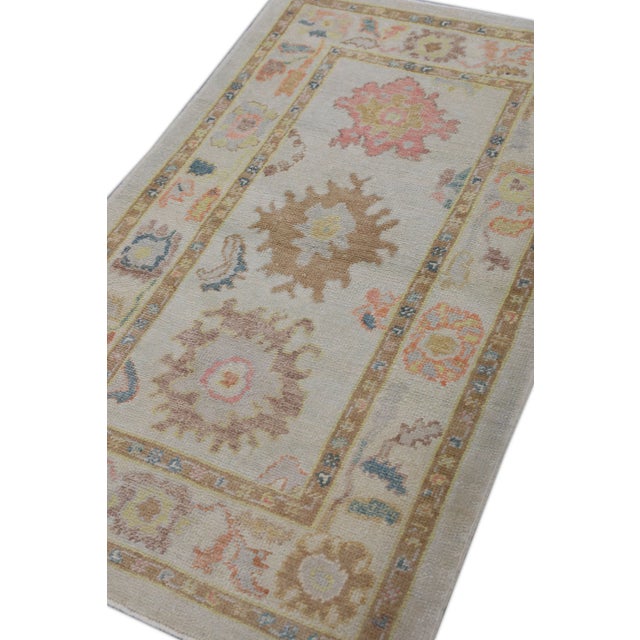 Early 21st Century Multicolor Handwoven Turkish Oushak Rug 3'3" X 5'6" For Sale In Houston - Image 6 of 8