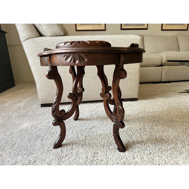 1920s Antique Victorian Dark Stain Carved Wood Tray Cocktail Table For Sale - Image 10 of 10