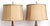 Late 20th Century Lamp Pair Mahogany Brass & Shades For Sale - Image 5 of 12