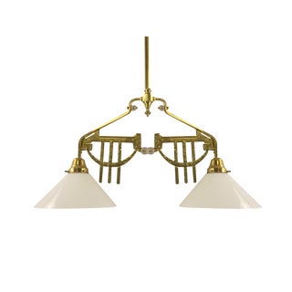 Art Deco Viennese Brass Hanging Lamp, 1920s For Sale