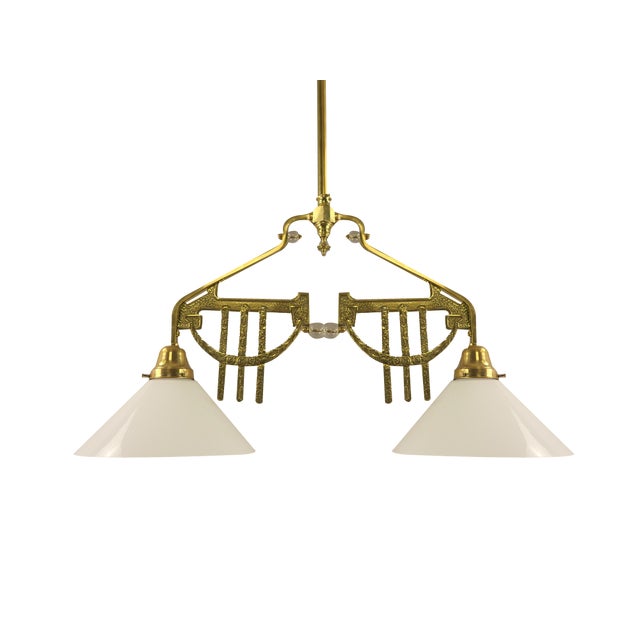 Art Deco Viennese Brass Hanging Lamp, 1920s For Sale